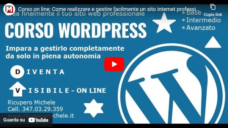 Corso Come realizzare e gestire facilmente un sito internet professionale